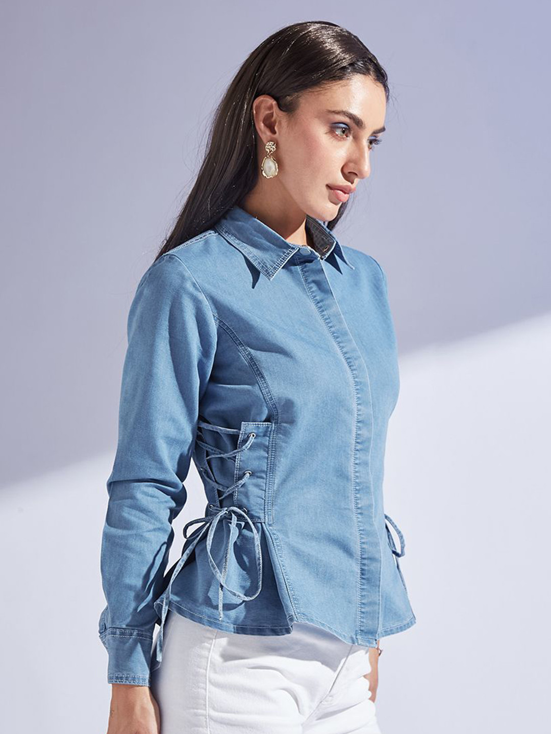 Miss Chase Inochi no Uta Denim Regular Fit Tie Up Shirt