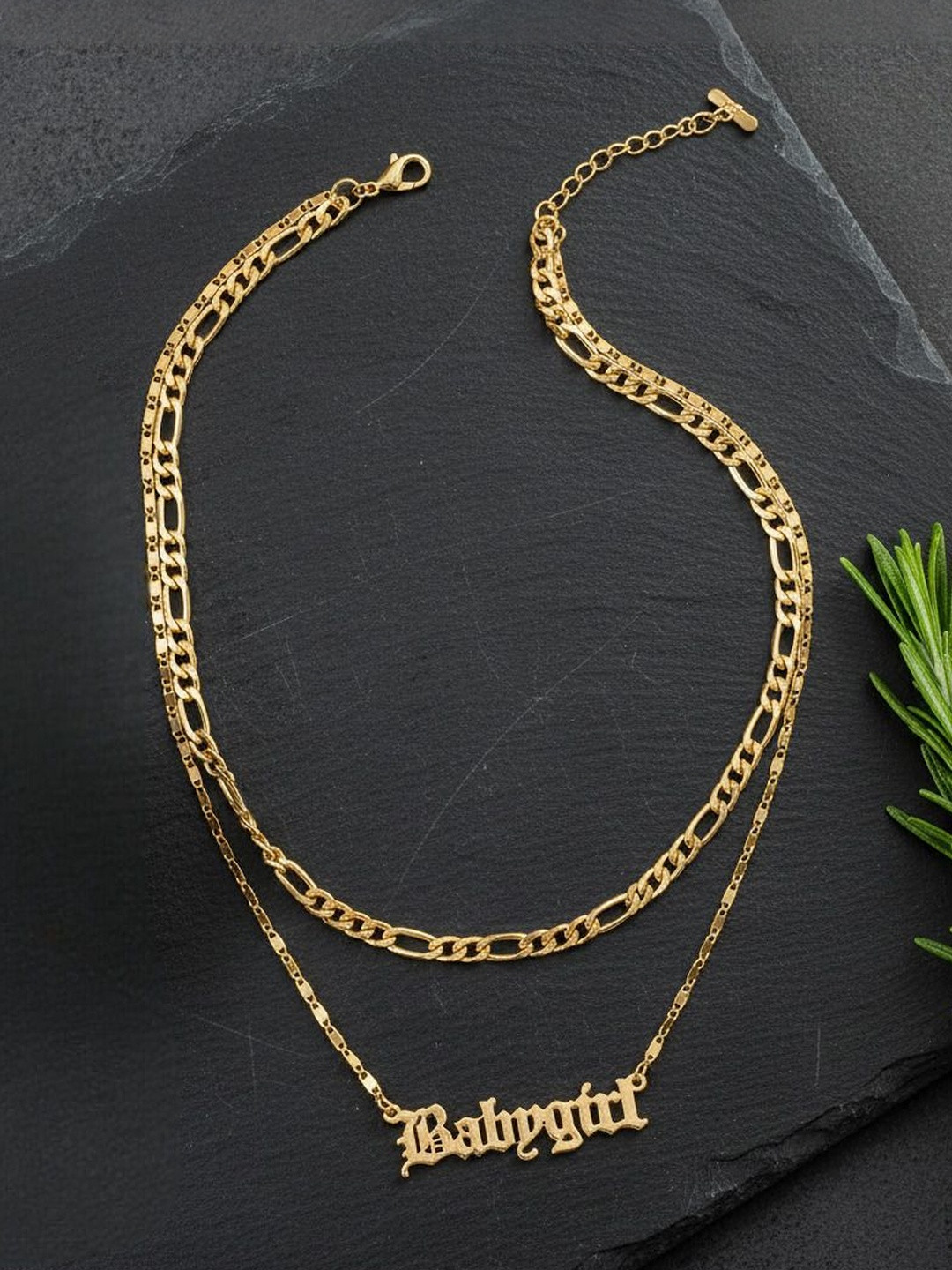 DressBerry Gold-Plated Stunning Double Layered Baby girl Alphabet Word Necklace