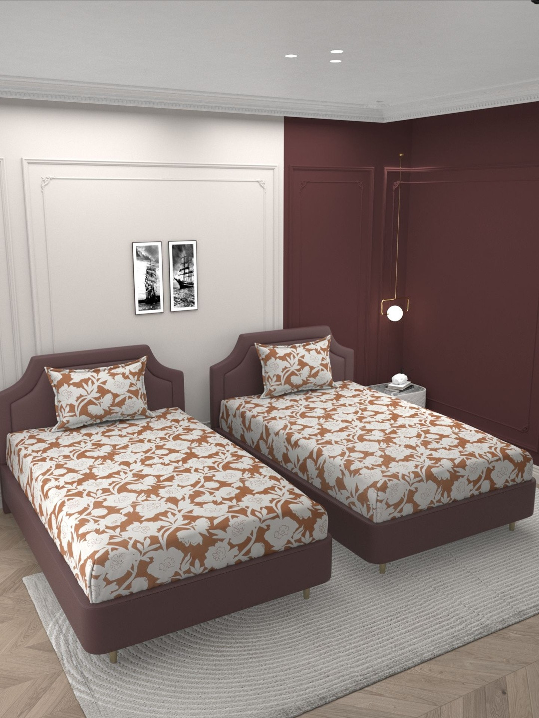 Bromwick Floral 160 TC 2 Single Bedsheet With 2 Pillow Covers Bedsheets