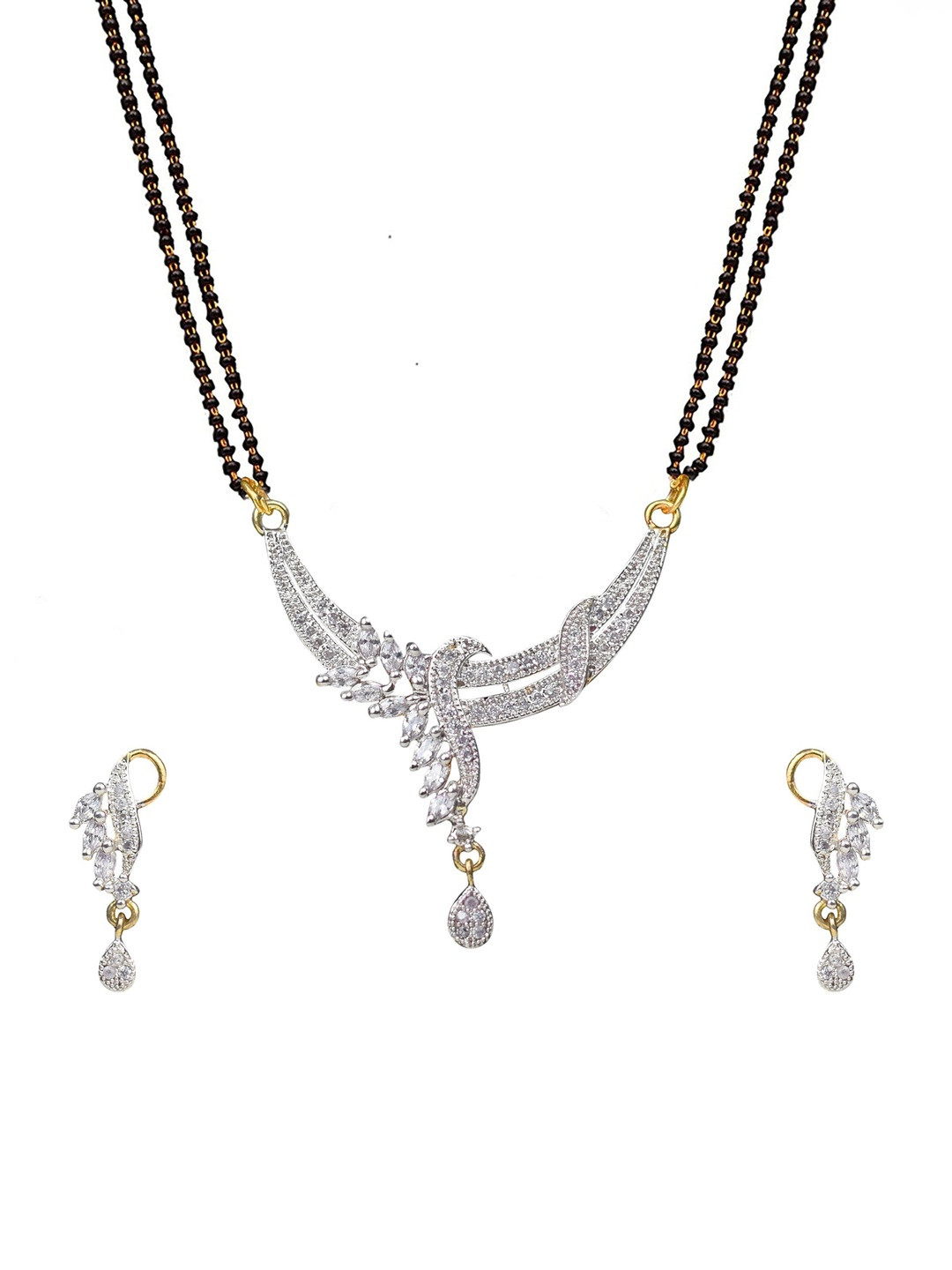 Sitashi Women Gold-Plated Alloy American Diamond Mangalsutra Set