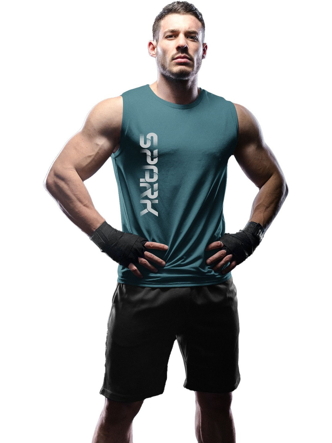 3Colors Men Pack Of 2 Printed Round Neck & Sleeveless Gym Vests