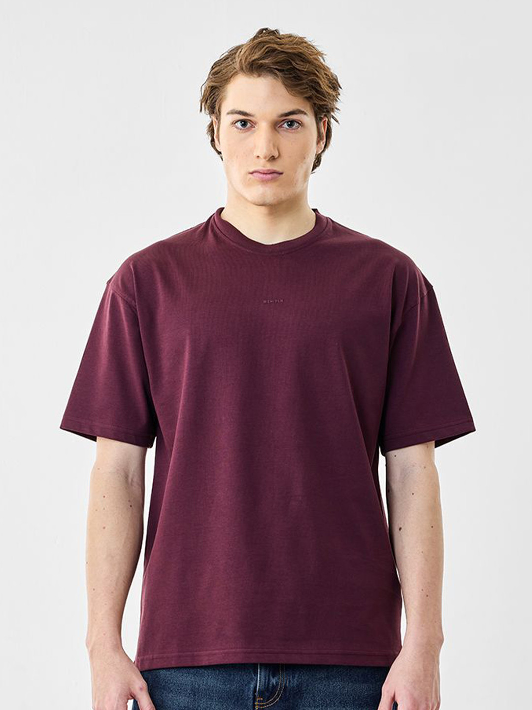Snitch Men Cotton Drop-Shoulder Sleeves Oversized T-shirt
