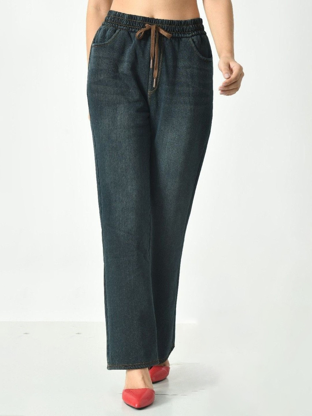 OGIMI- Ohh Give me Women Mid-Rise Thermal Denim Thermal Bottoms