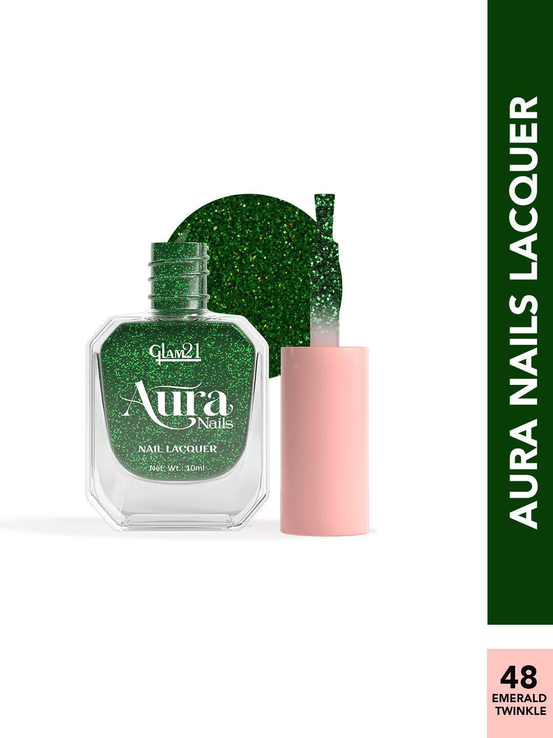 GLAM21 Aura Nails High-Shine Chip-Resistant Nails Lacquer 10 ml - Emerald Twinkle 48