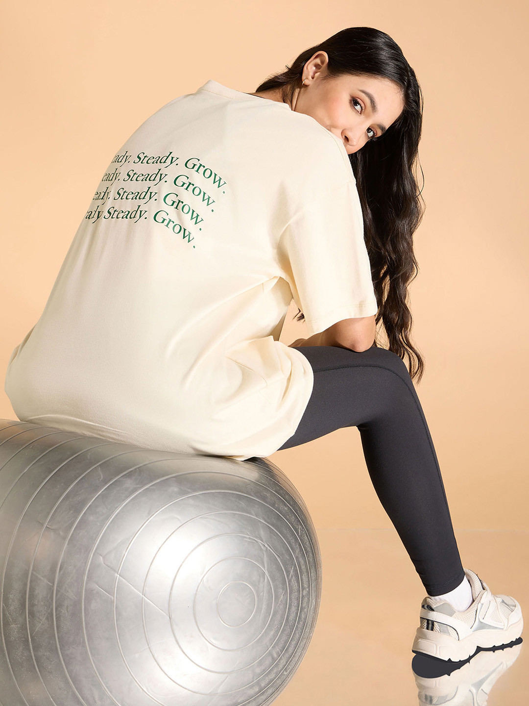 KICA Wellness Edition Women Cotton Oversized Printed Typographic T-shirt