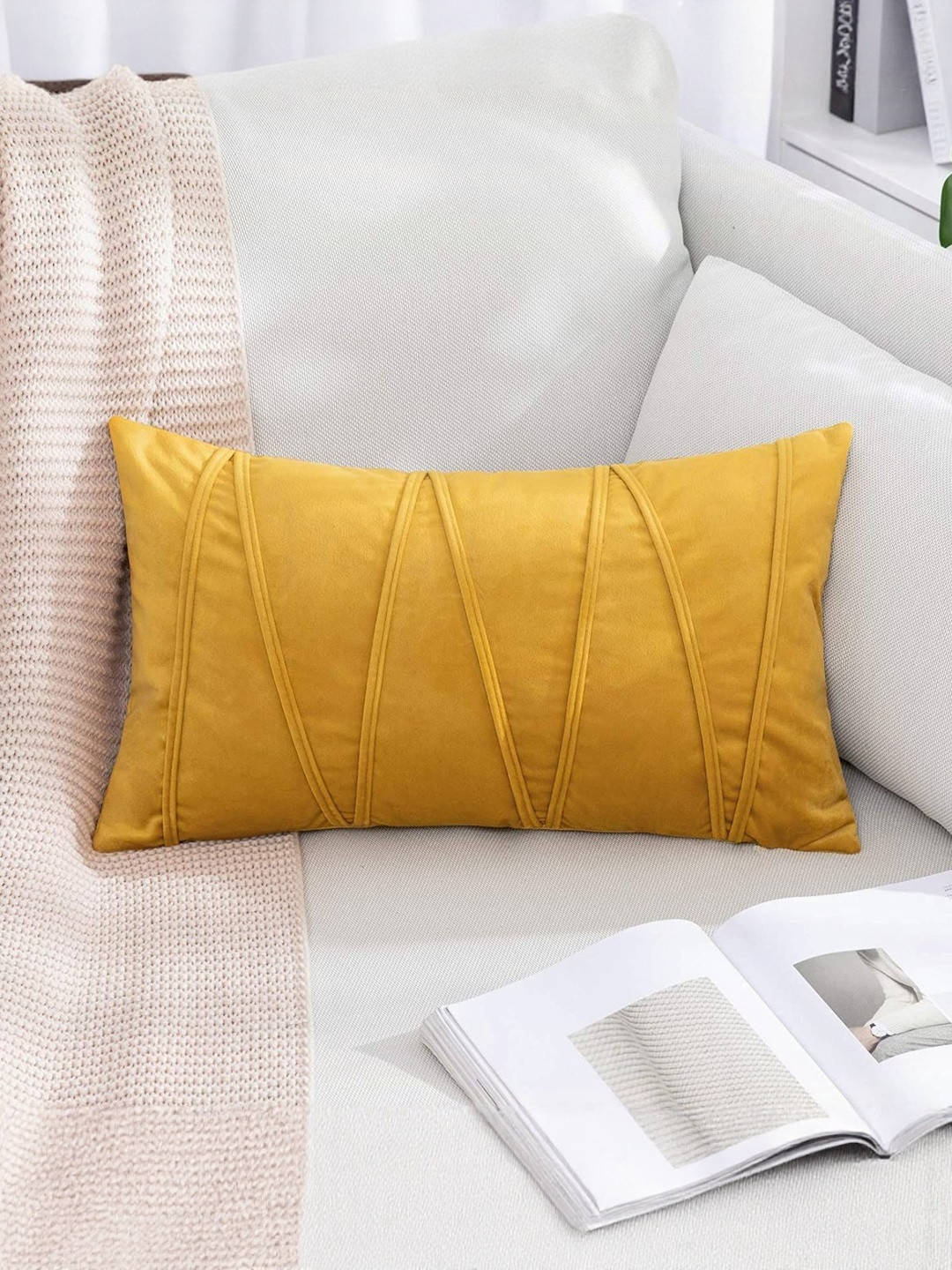 Khooti Gold-Toned Abstract Velvet Square Cushion Covers
