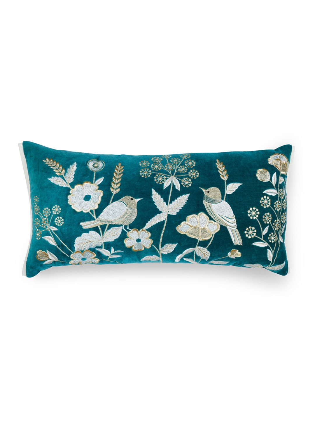 BELIHODE Teal Velvet Embroidered Rectangle Cushion Covers