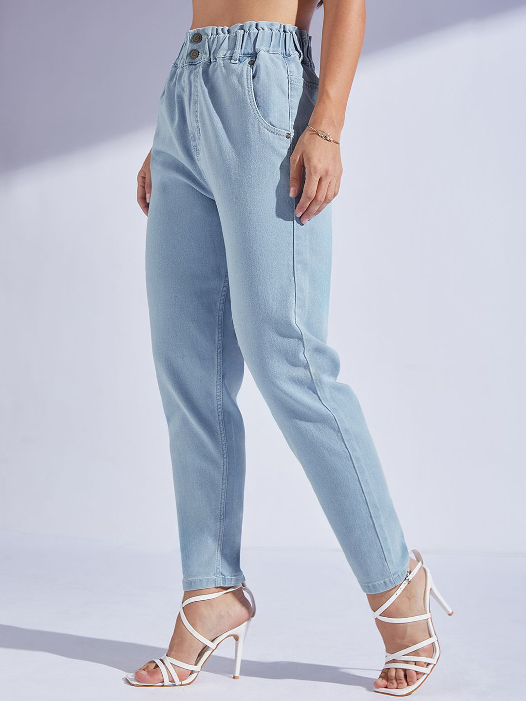 Miss Chase Women's High Rise Clean Look Regular-Length Stretchable Denim Mom'S Jeans