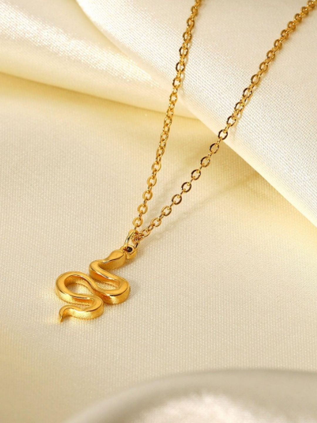 DIMPLERY Women Gold-Plated Snake Pendant Necklace and Chains