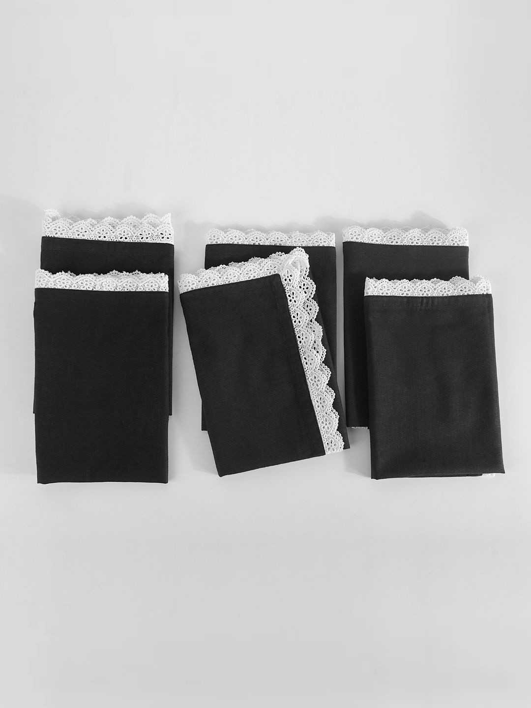fingercraft Pack Of 6 Black Cotton Table Napkin