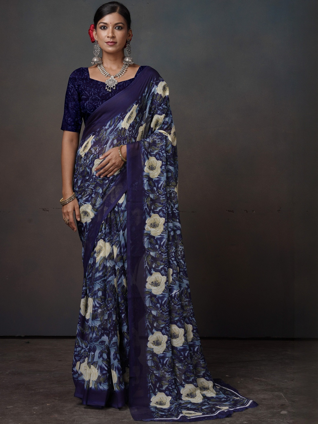 NIRMAL CREATION Floral Poly Georgette Saree