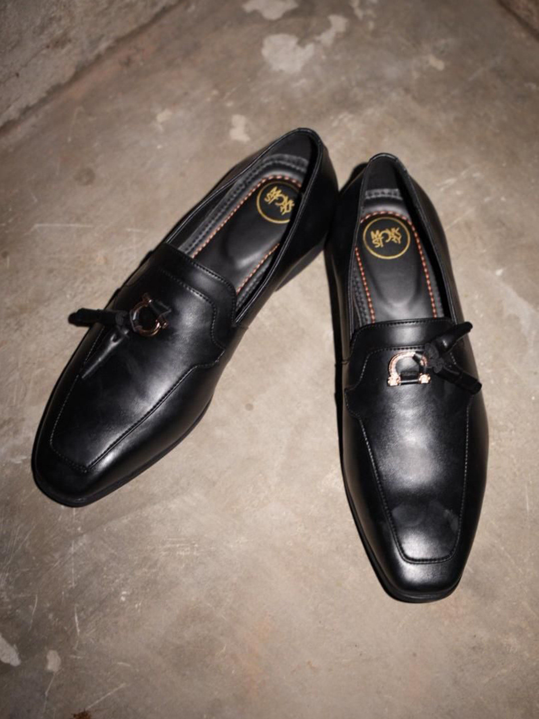 MONKSTORY Tassel Formal Loafers with Rose-Gold Bit  Black