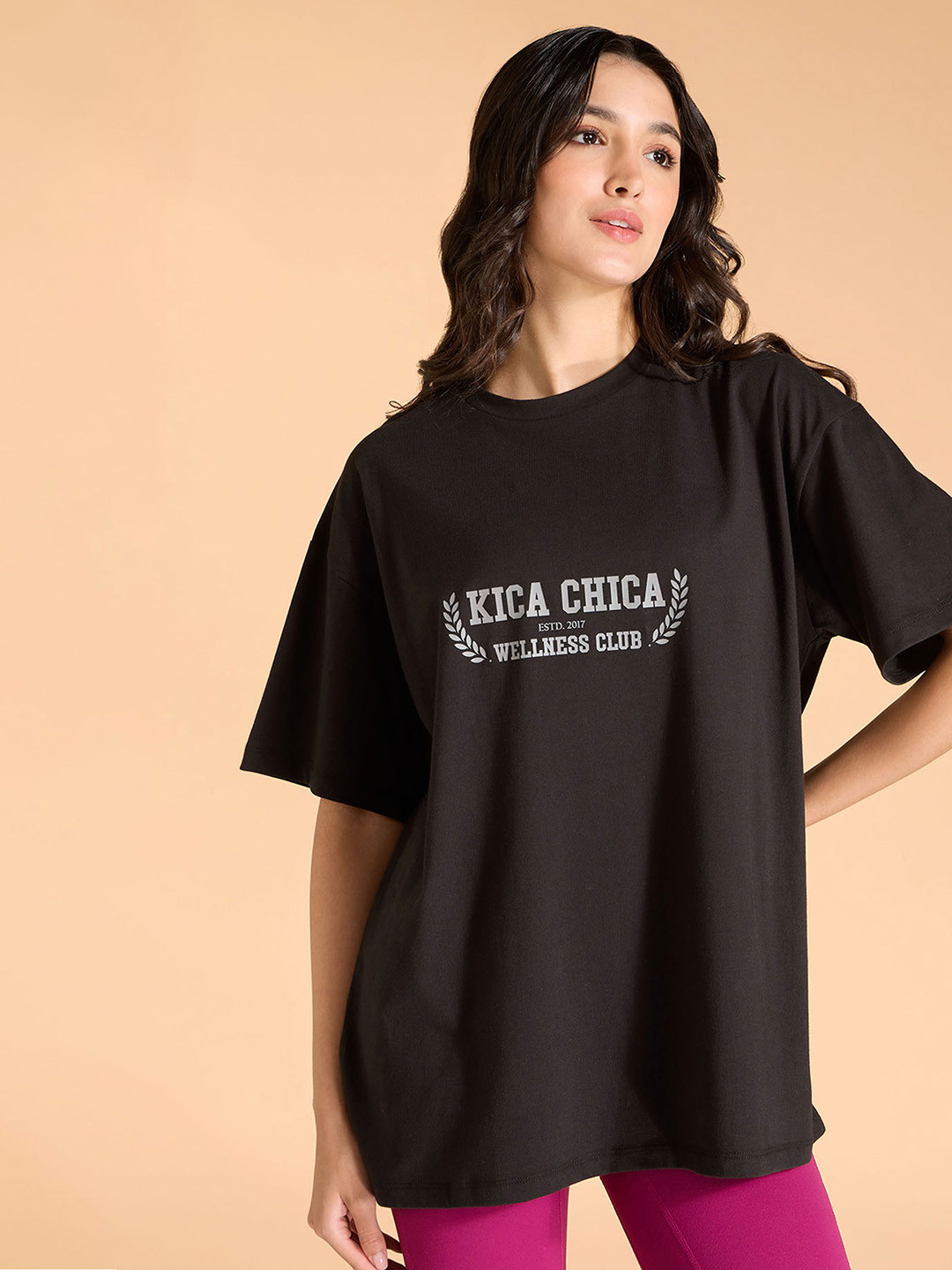 KICA Wellness Edition Women Cotton Oversized Printed Typographic T-shirt