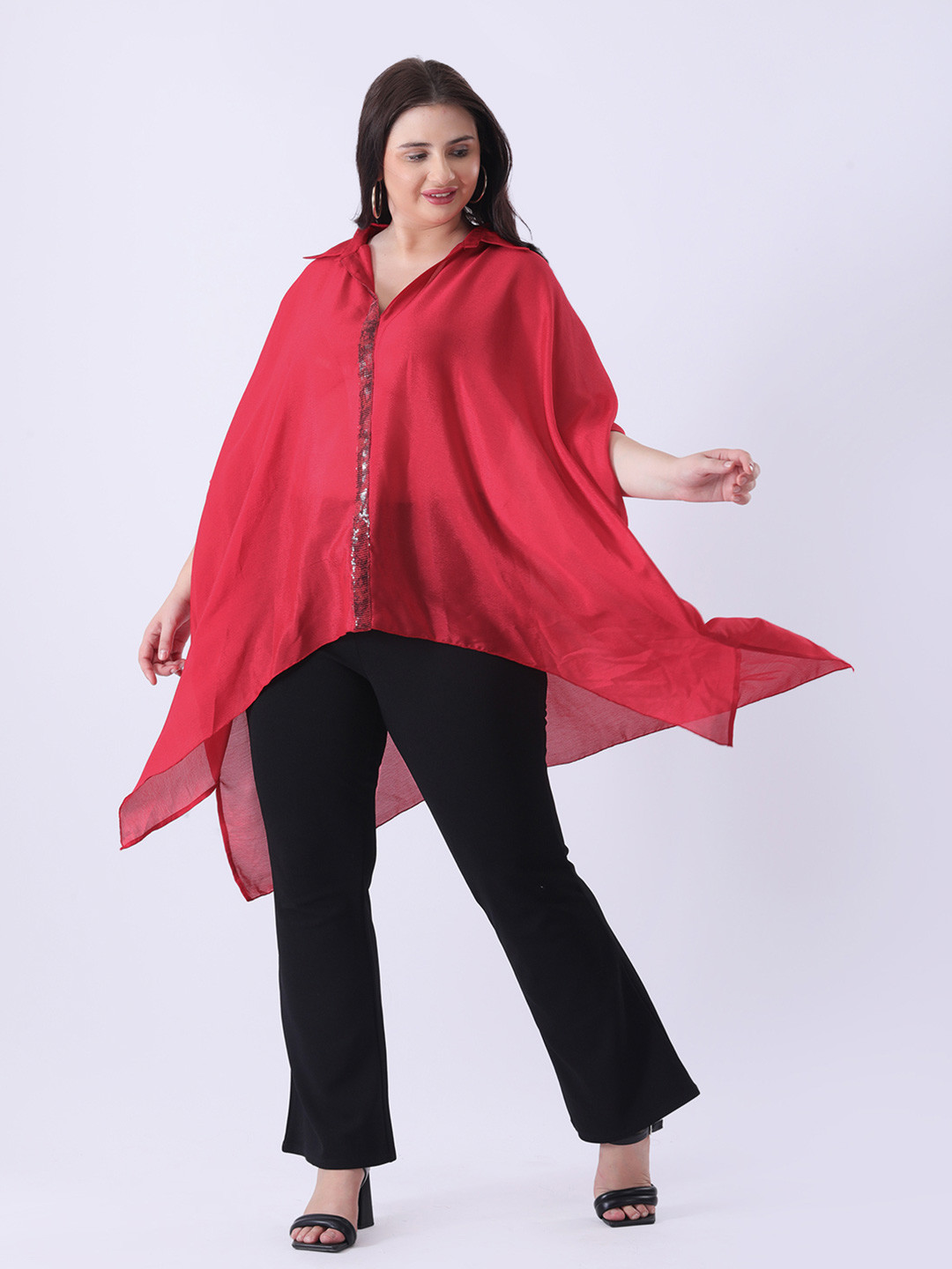 Qurvii Kaftan Shirt Collar Cotton Dress