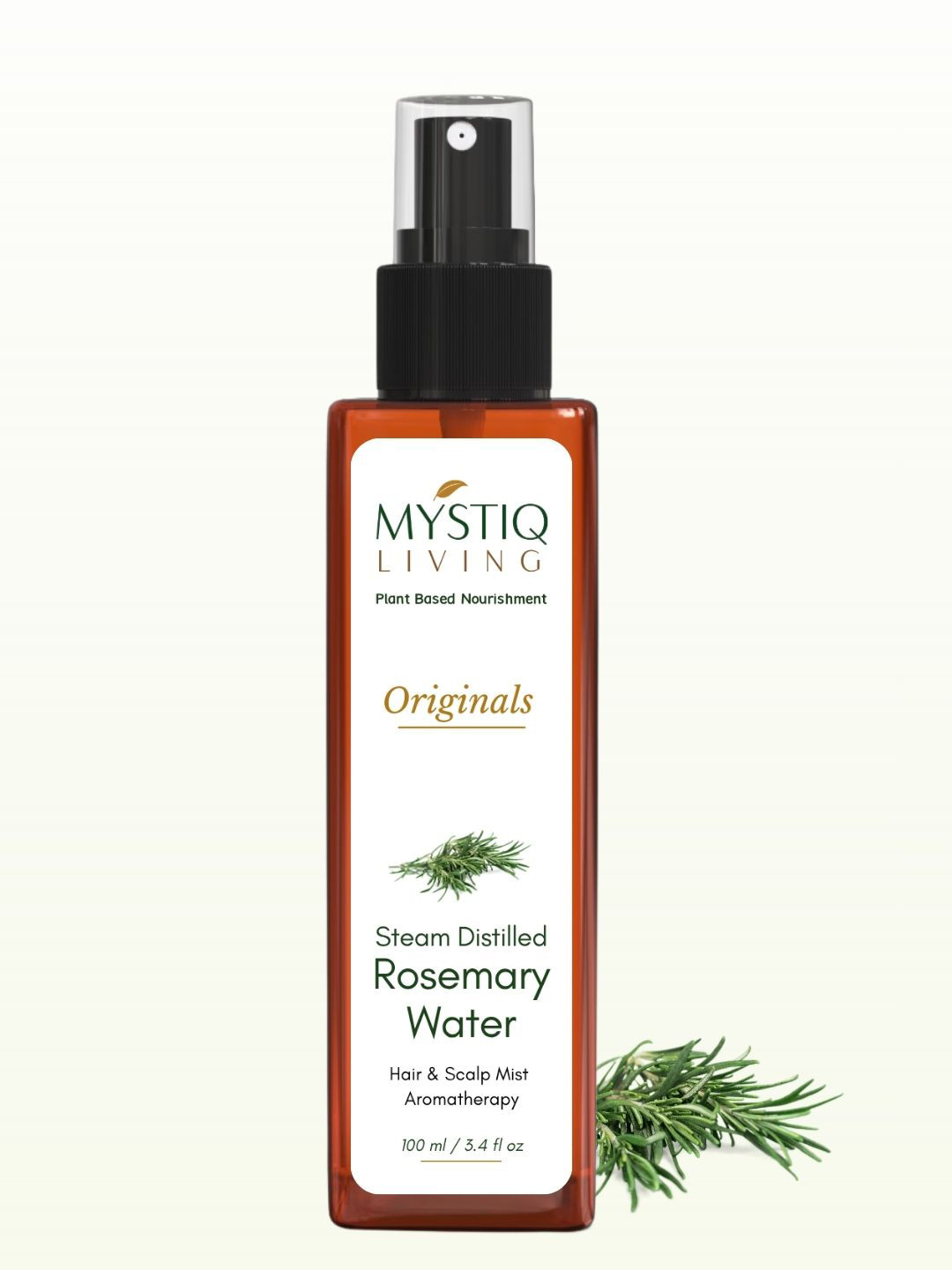 MYSTIQ LIVING Rosemary Water Hair Spray for Healthy Hair Growth & Thicker Hair - 100 ml