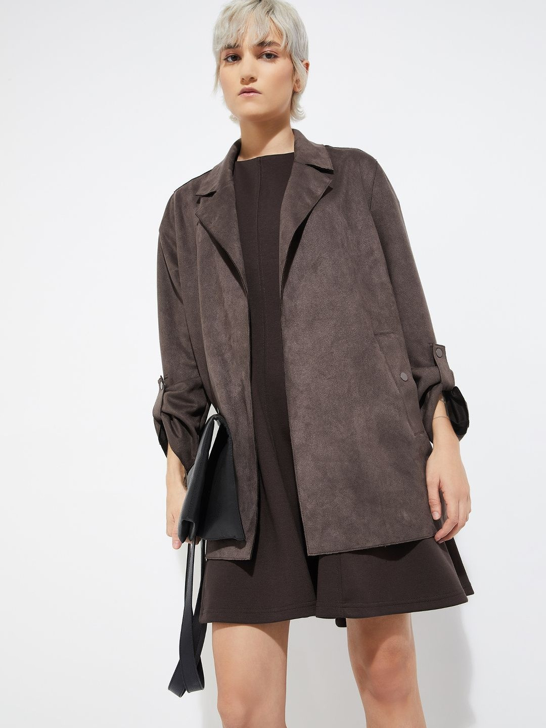 max Women Lapel Coller Solid Tailored Jacket