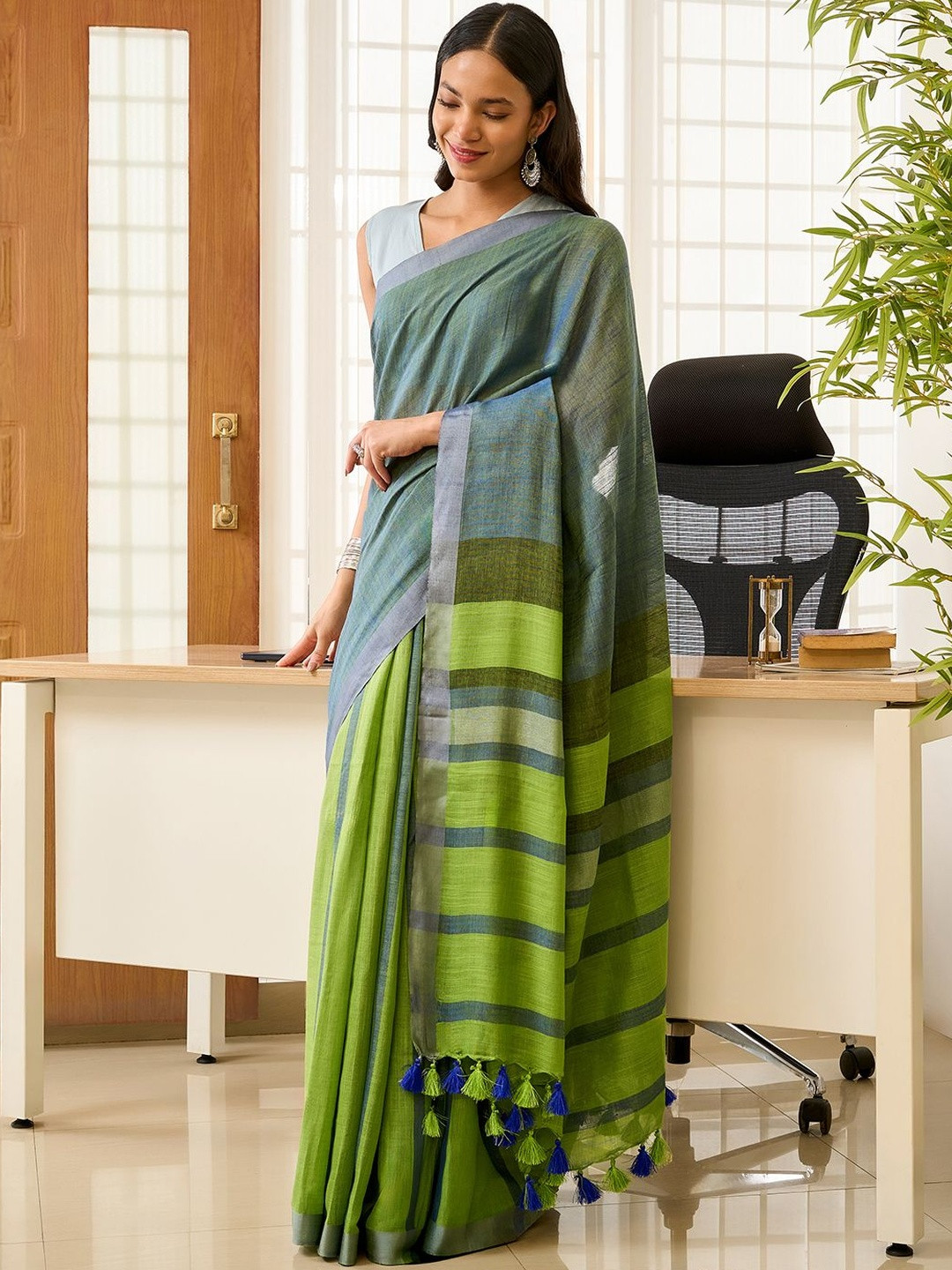 TEEJH Block Print Saree