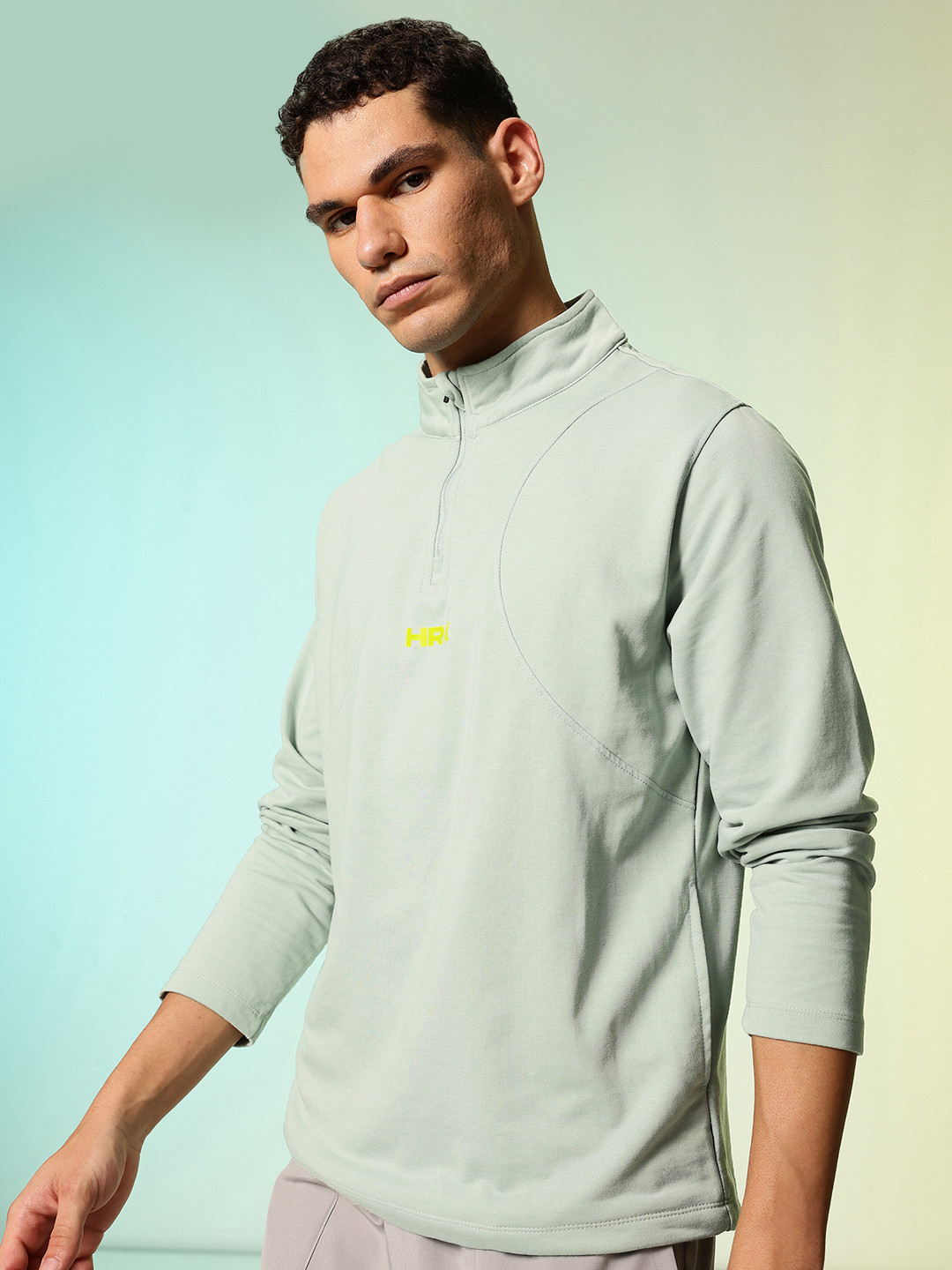 HRX by Hrithik Roshan Mock Collar Running Pullover Sweatshirt