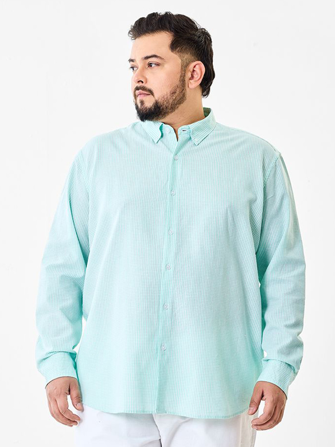 Snitch Plus Size Men Micro Checks Checked Formal Shirt
