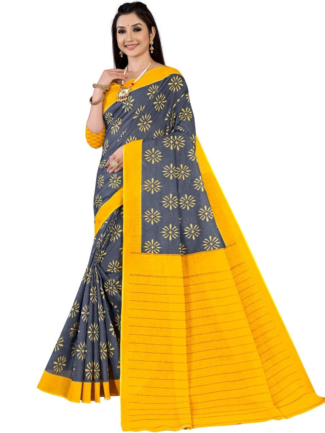 Growmore Fab Floral Printed Pure Cotton Saree