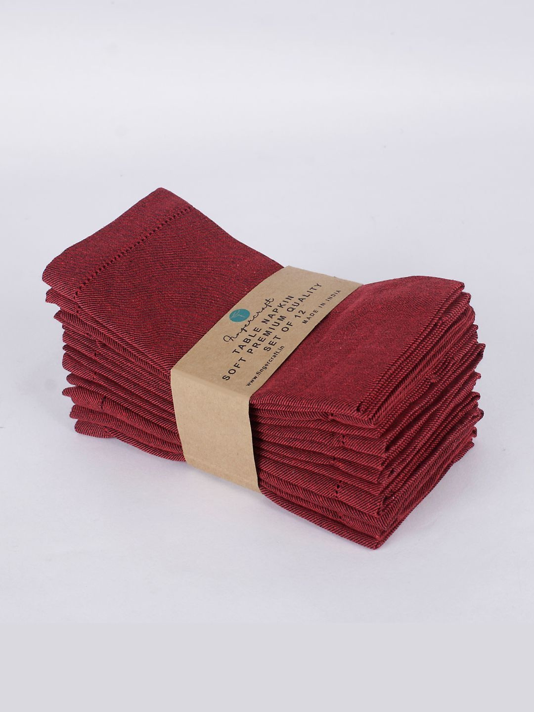 fingercraft Burgundy 12 Pieces Pure Cotton Table Napkins