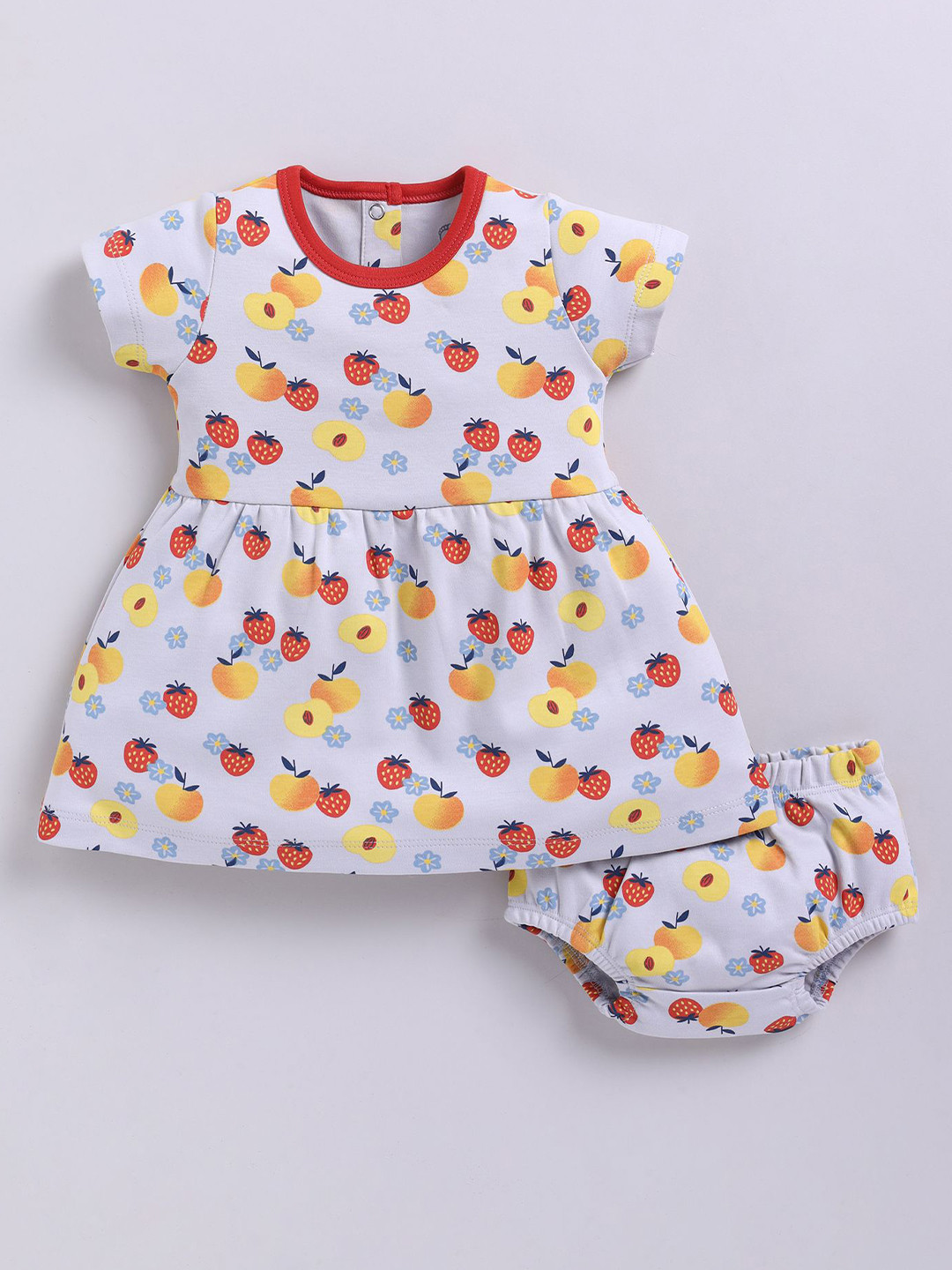 BABY GO Girls Tropical Printed Round Neck Knee Length Fit and Flare Dress