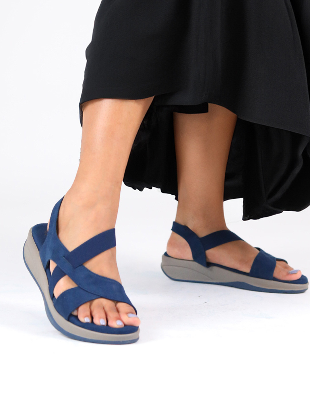 Monrow Navy Blue Solid Wedges