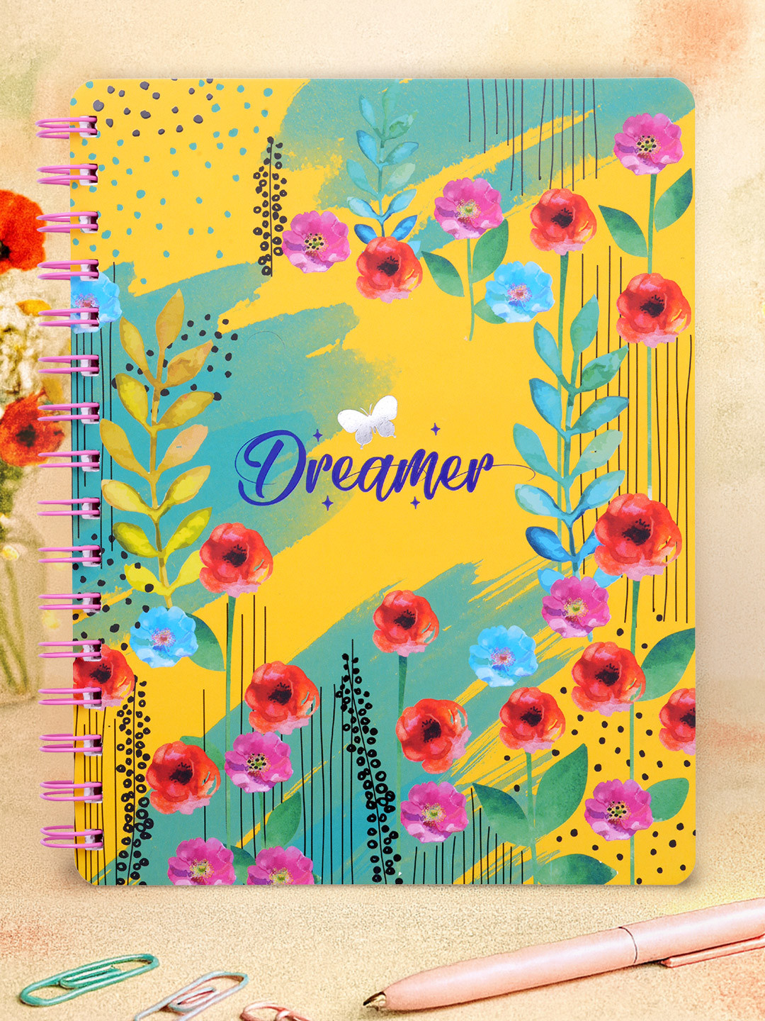 Doodle Flower Printed Fun Wiro Notebook