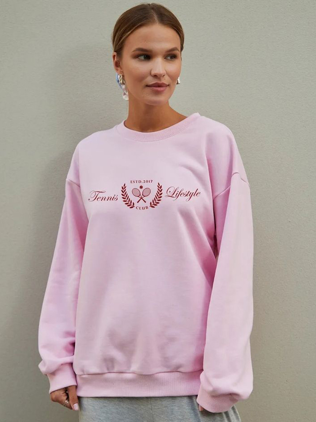 LULU & SKY Women Typographic Long Sleeve Pullover Sweatshirt