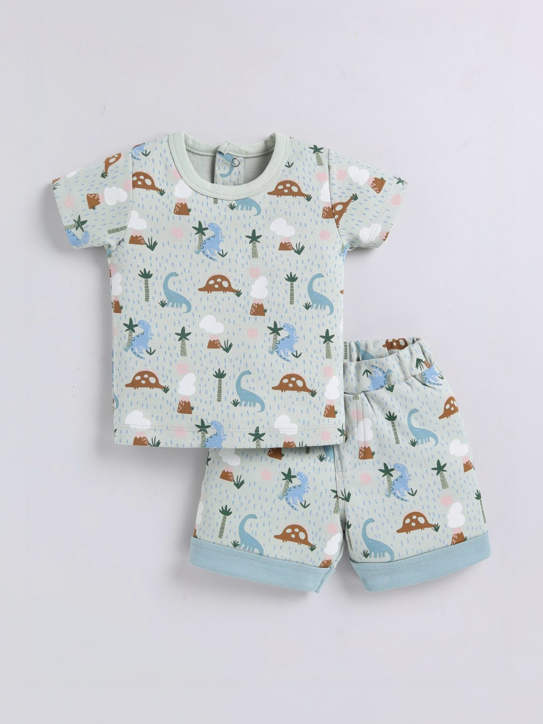 BABY GO Kids Printed Short Sleeves Pure Cotton T-shirt With Shorts Clothing Set