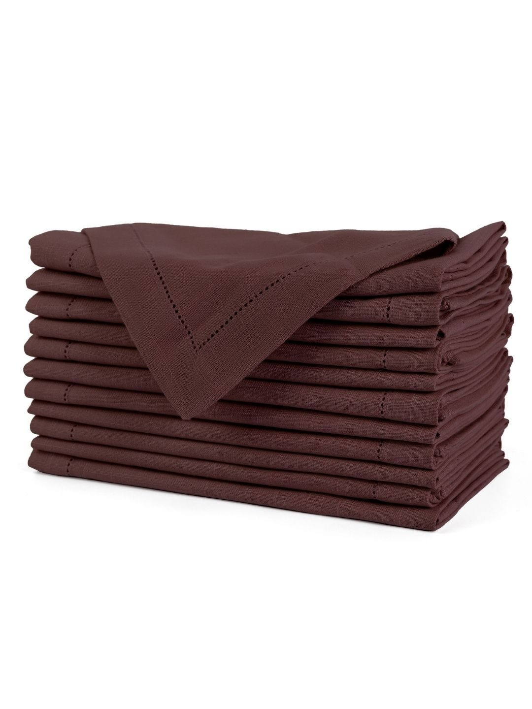 fingercraft Chocolate Brown 12 Pieces Pure Cotton Table Napkins