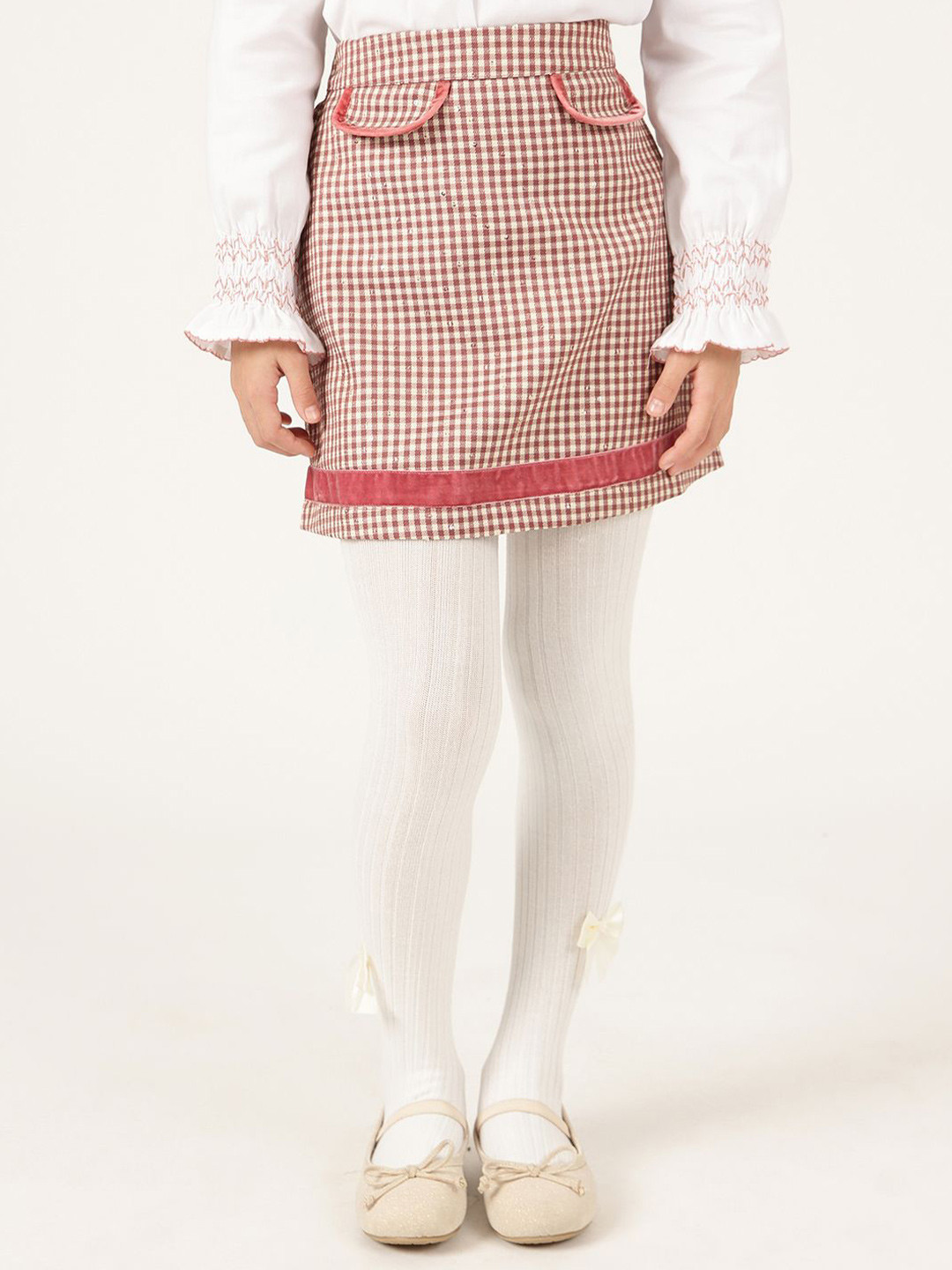 One Friday Girls Check Woven Skirt Teddy Bear Trend