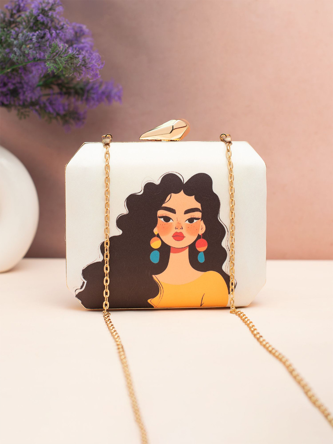 ARTKLIM Curly Charm Girl Printed Box Clutch