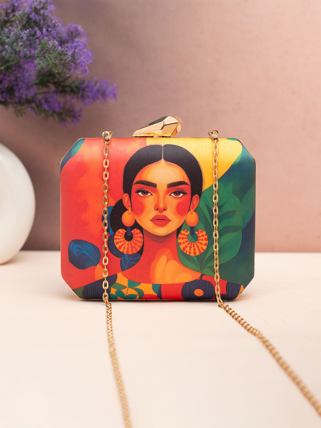 ARTKLIM Portrait Printed Box Clutch