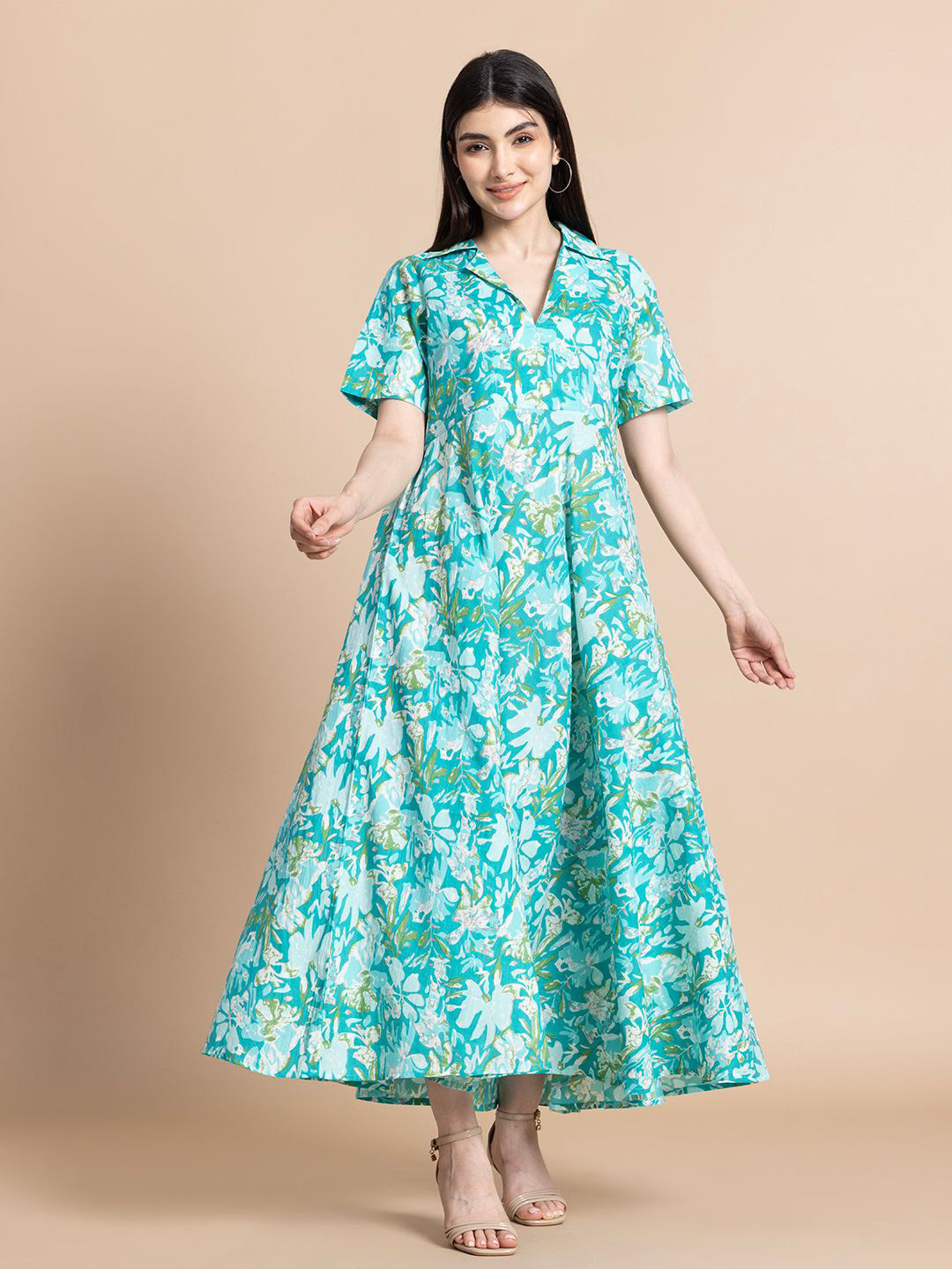 Pahanawa Floral Printed A-Line Maxi Dress