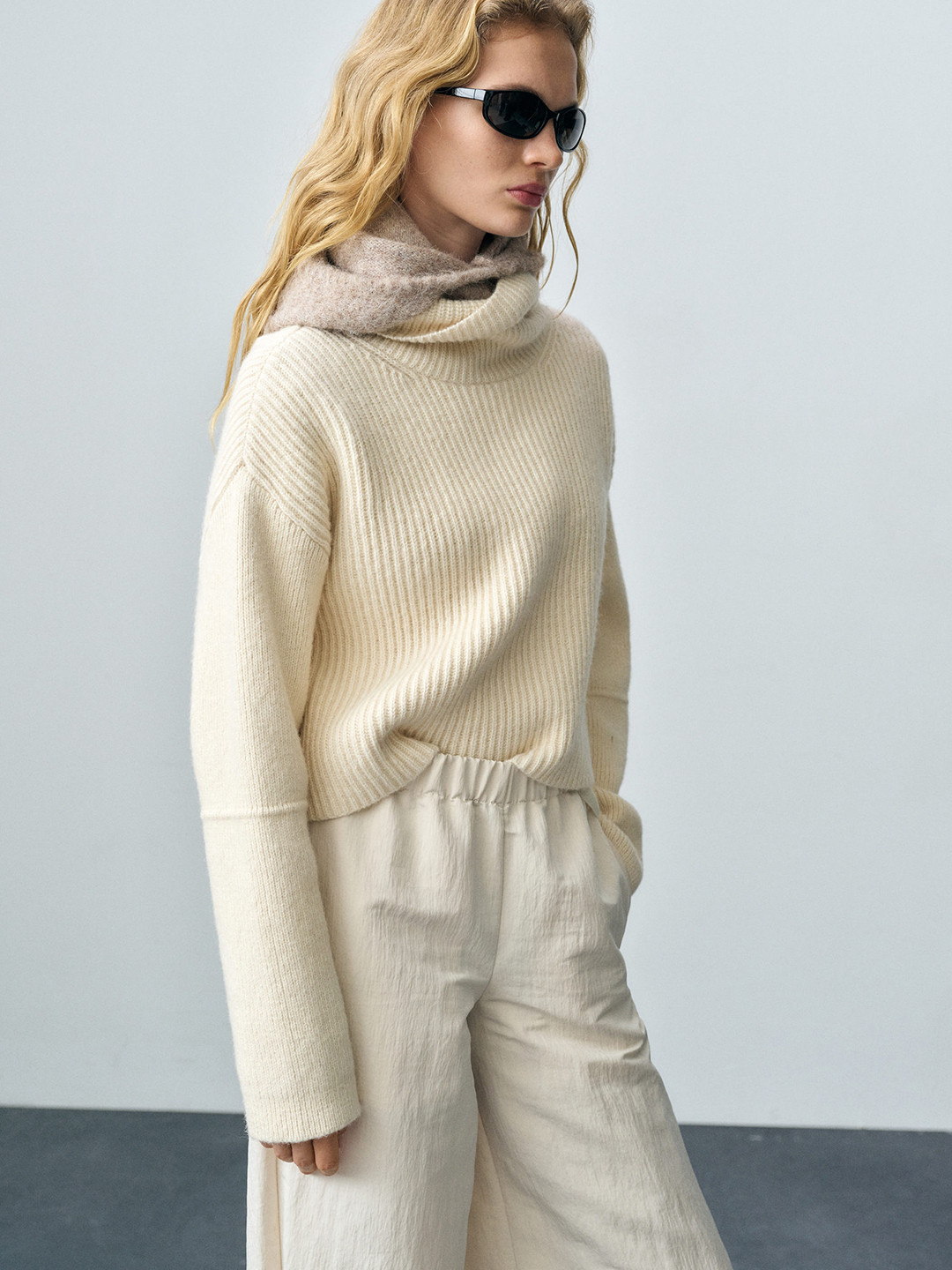 MANGO Turtle Neck Ribbed Pullover