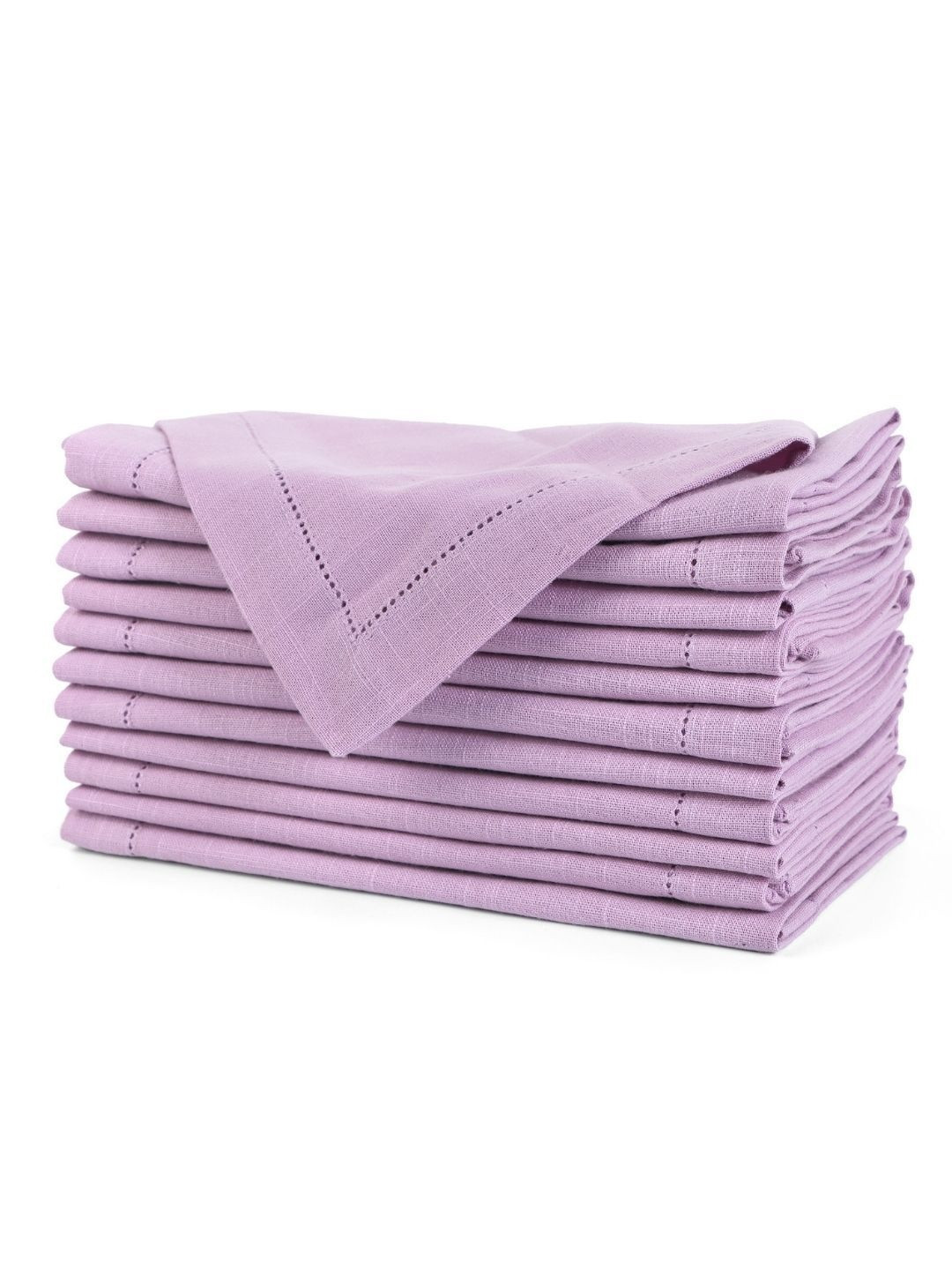 fingercraft Lavender 12 Pieces Pure Cotton Hemistitch Table Napkinss