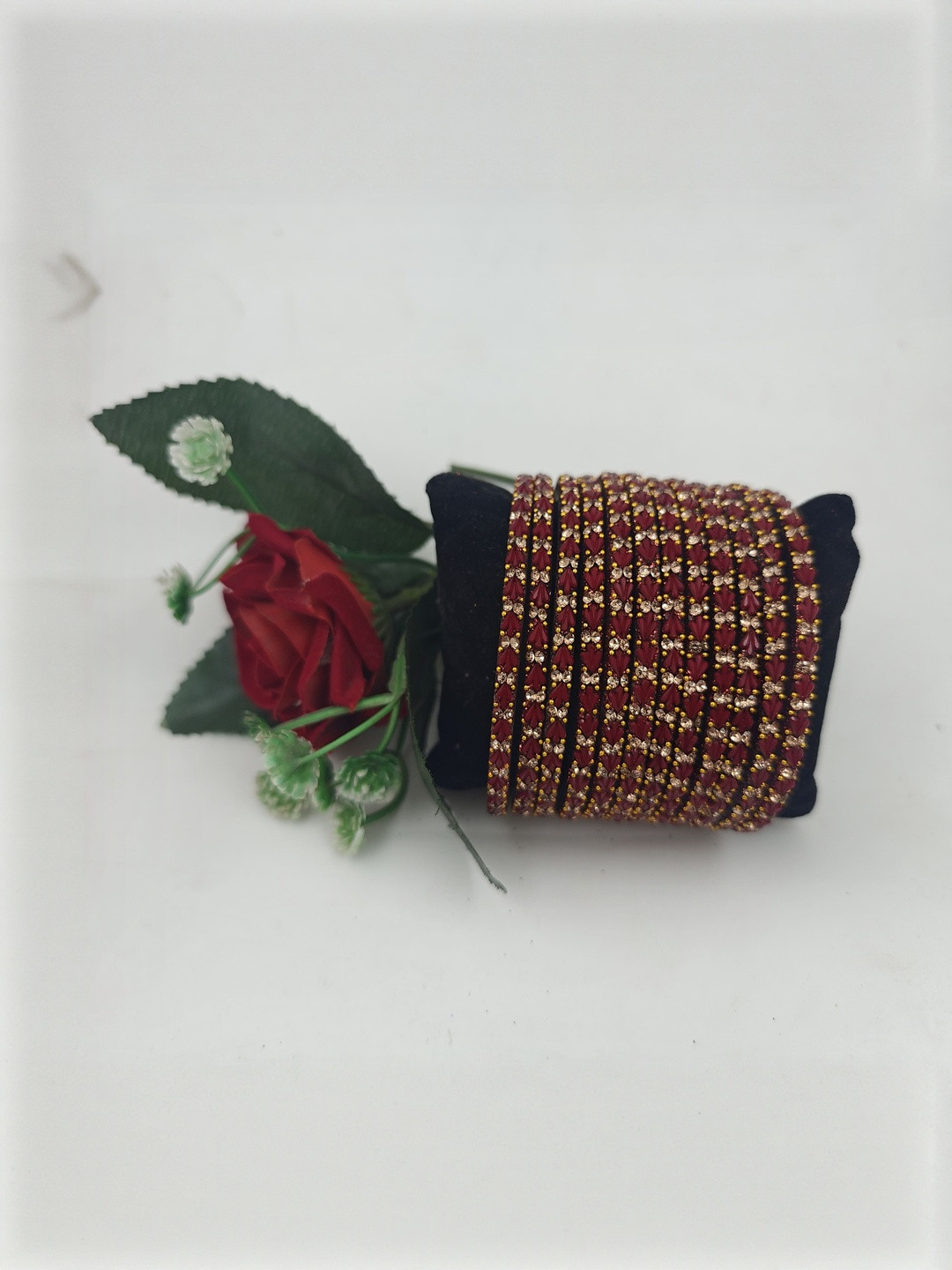 Navika Fancy Glass Bangles Set Of 12 Artificial Stone Studded Bangles