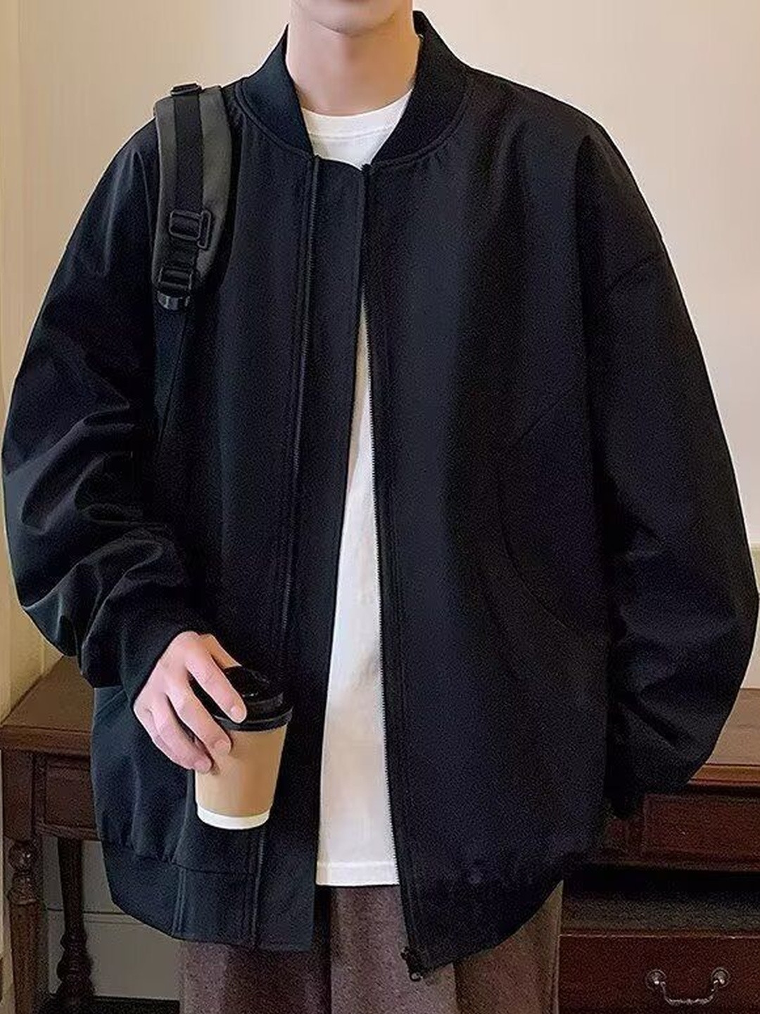 StyleCast x Revolte Collarless Leather Jacket