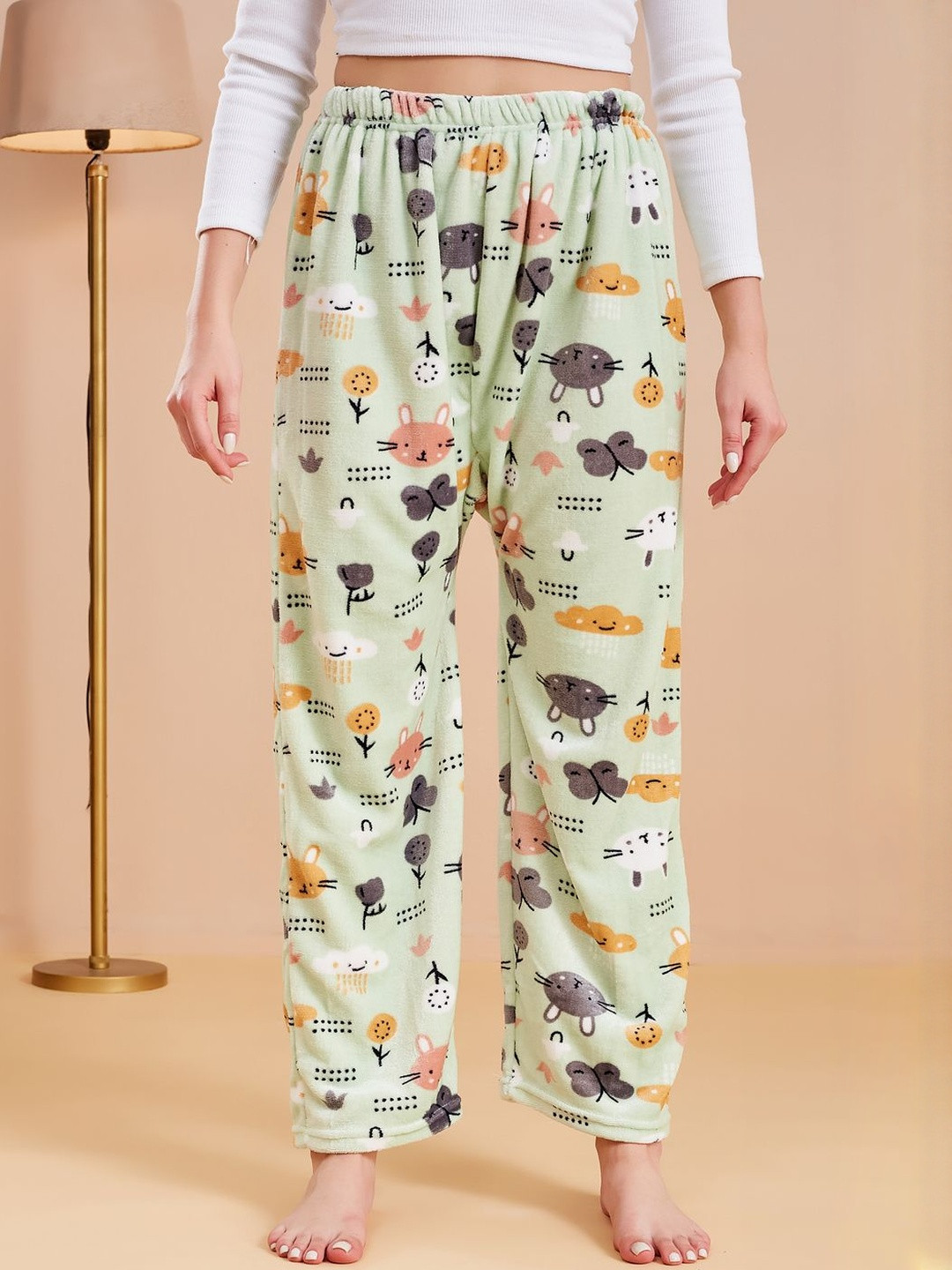 G Heist Women Pack of 3 Assorted Printed Fleece Winter Fur Lounge Pants
