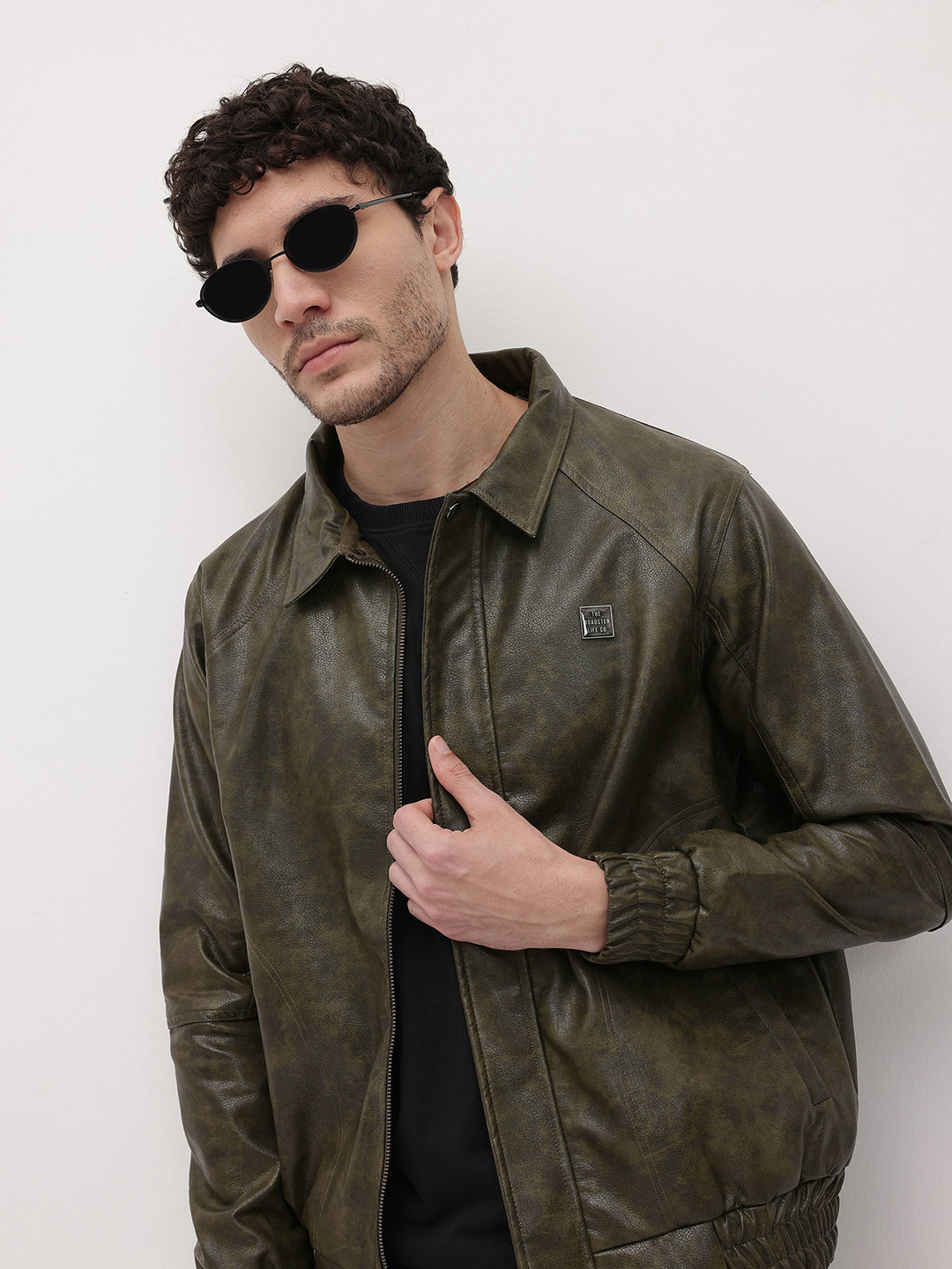 The Roadster Life Co. Faux Leather Bomber Jacket