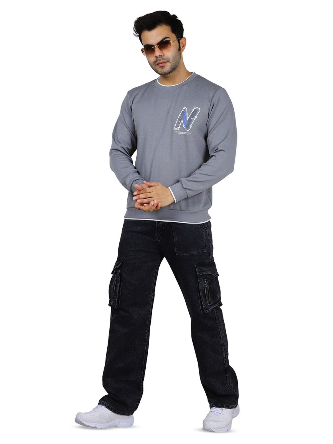 NEXGEN CLUB Men Graphic Printed  Round Neck Sweatshirt