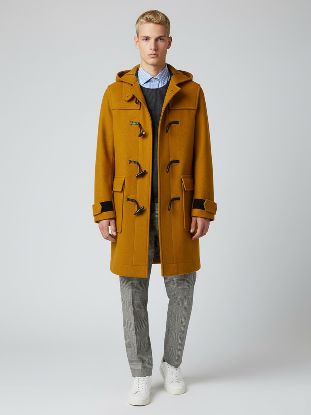 Mast & Harbour Notched Lapel Collar Hooded Longline Trench Coat