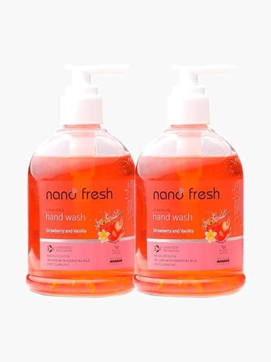 Nano fresh Set Of 2 Strawberry And Vanilla Hand Wash - 300 ml Each