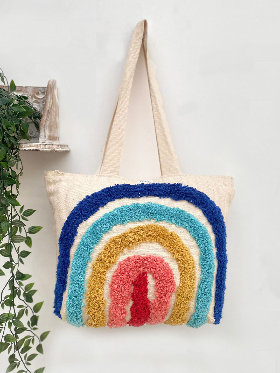 Ariana Structured Self Design Shopper Boho Cotton Tote Bag