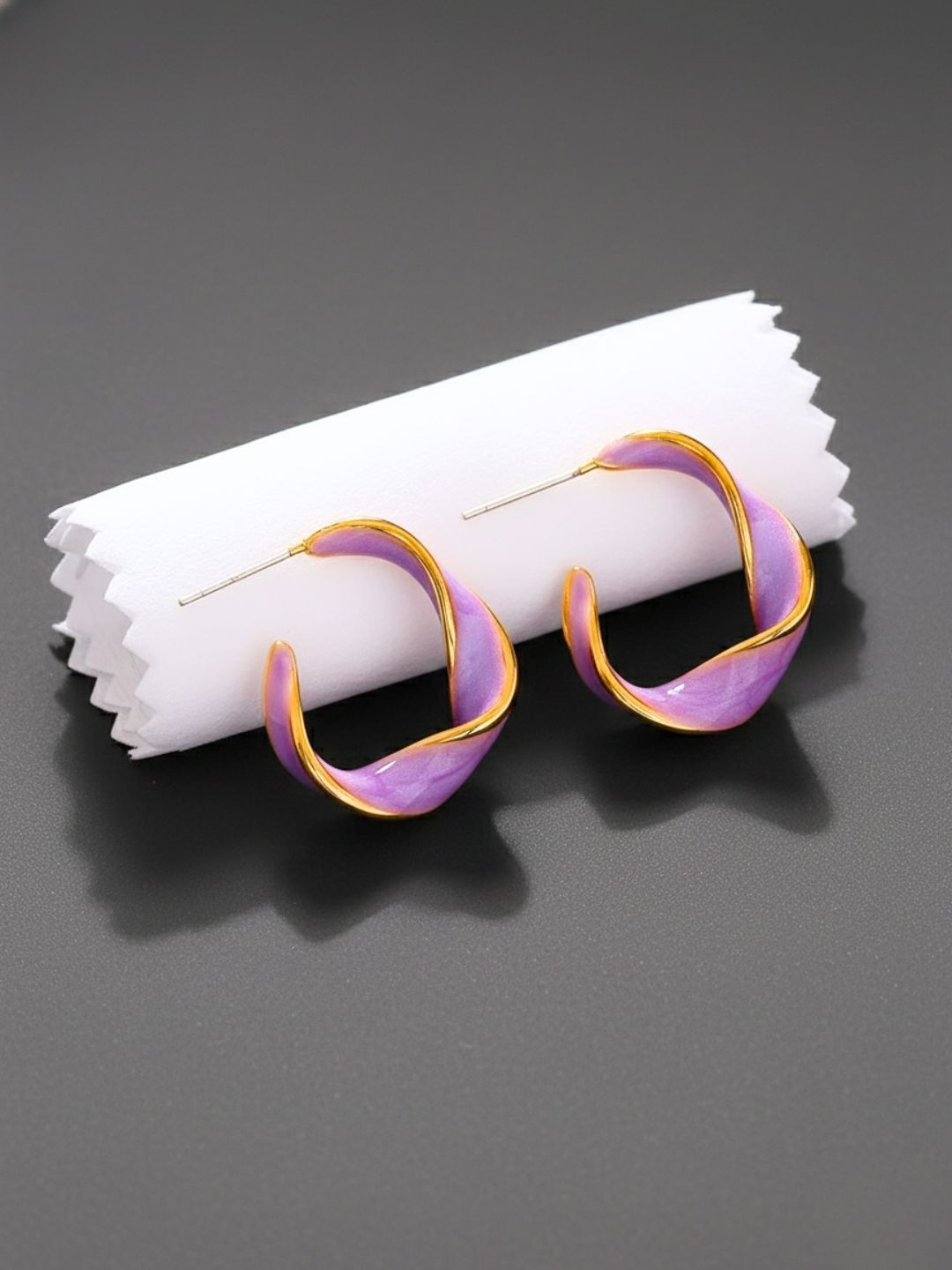 COOLWOOL Contemporary Korean Half Hoop Earrings