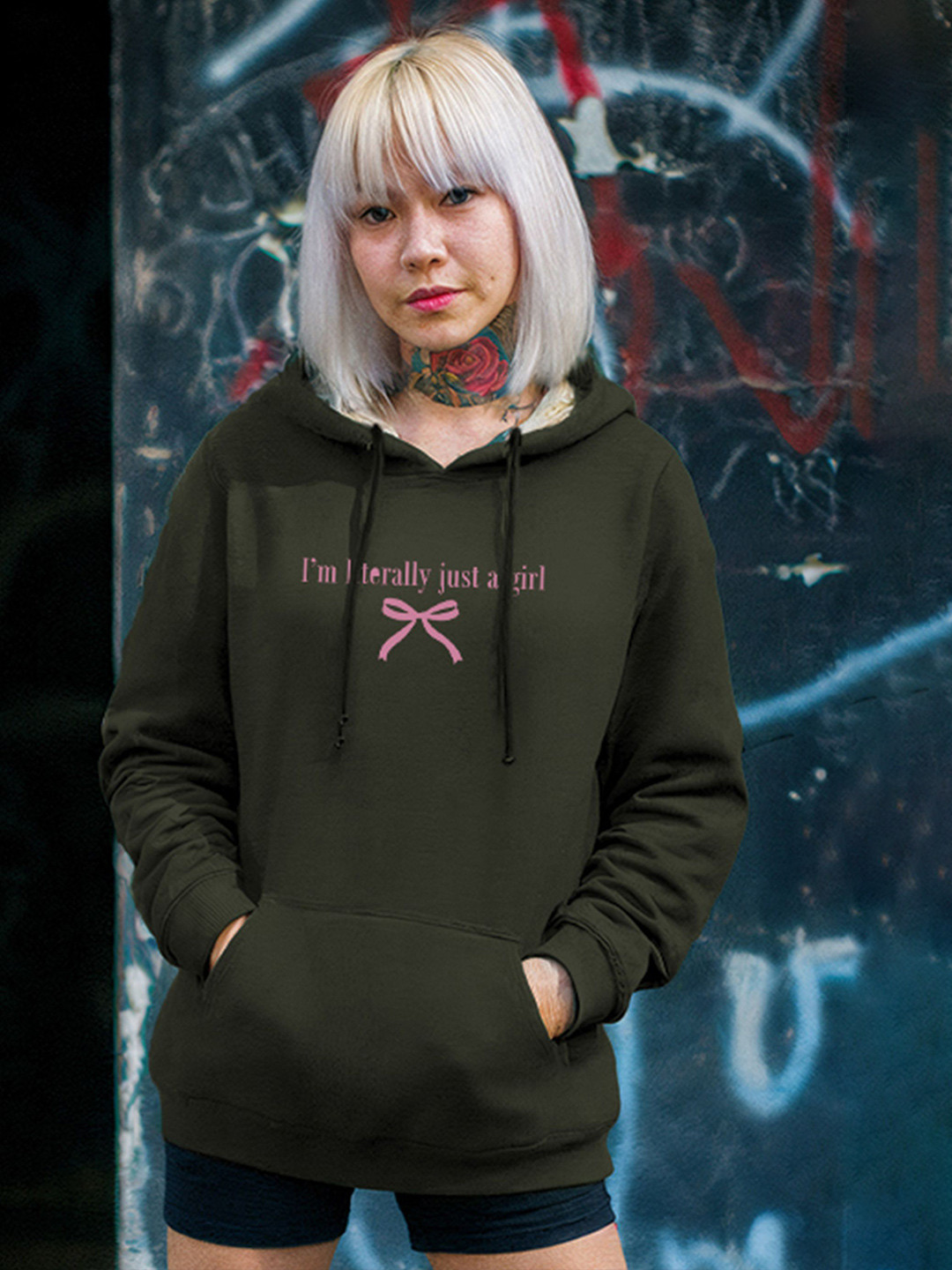 TOGS & TERRE Women Typography Printed Hooded Full Sleeves Pullover Sweatshirt