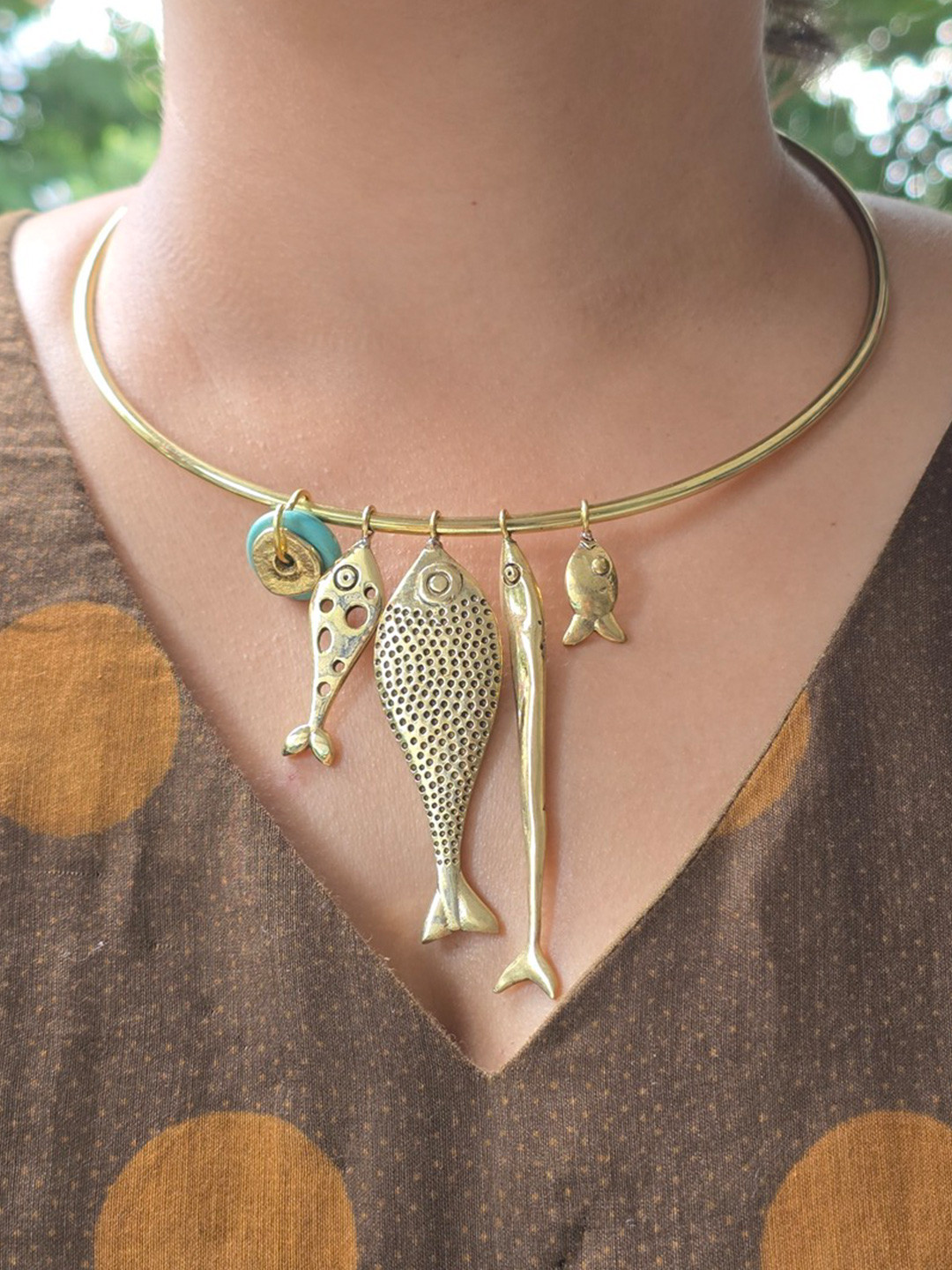 Studio Anviksha Fish Hasli Statement Bohemian Necklace