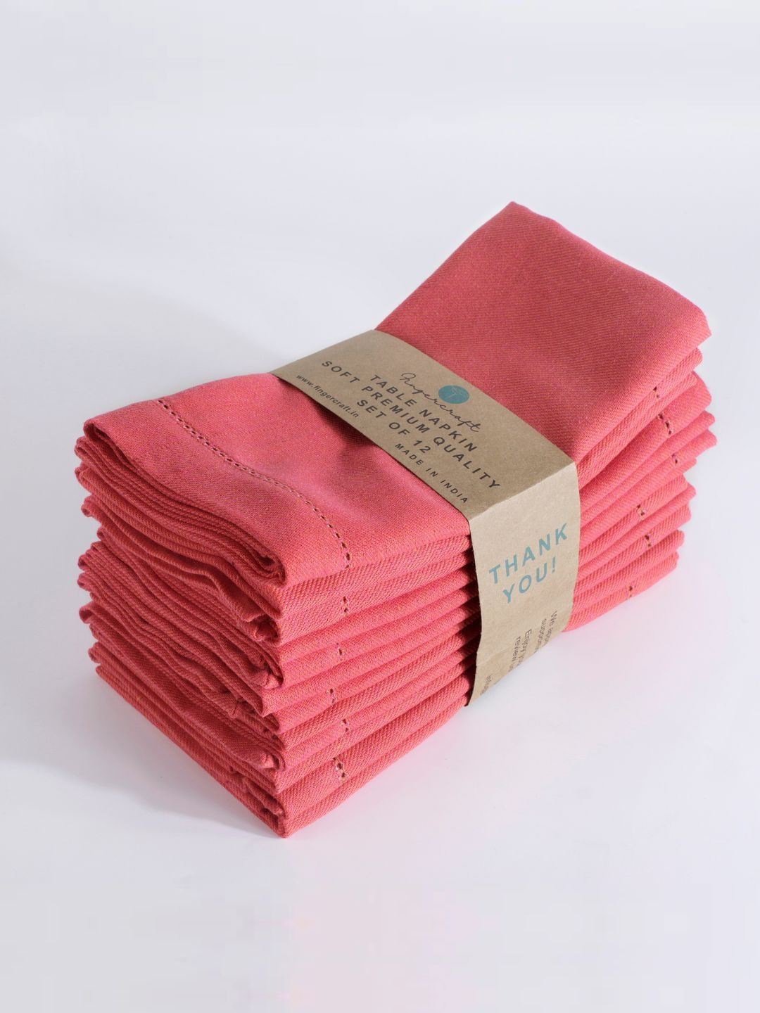 fingercraft Orange 12 Pieces Pure Cotton Table Napkins