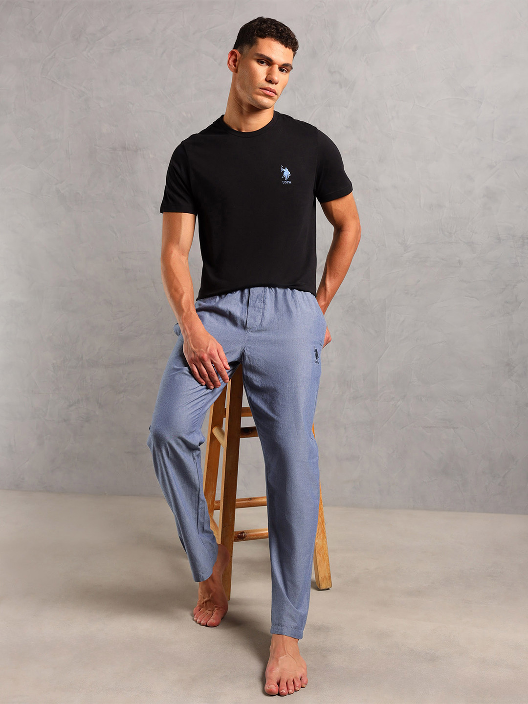 U.S. Polo Assn. Men Pure Cotton Mid-Rise T-Shirt & Pyjamas